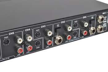 2 Zone Installation Mixer with 6 Stereo Inputs + 2 Mic Inputs